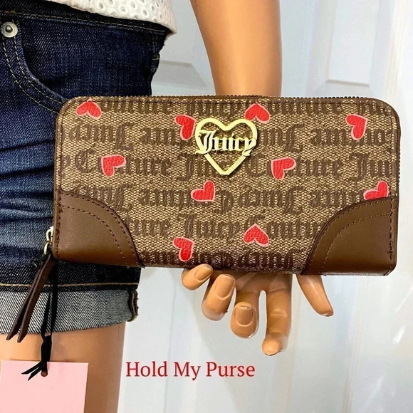 Juicy Couture Large Zip Around Hearts Wallet NWT - Picture 2 of 7
